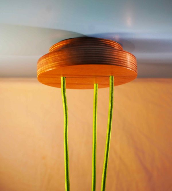 Triple Cable Ceiling Rose with exposed plywood edge, shadow gap & no visible fixings. Finished in a hardoil wax