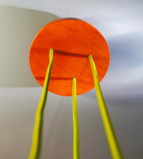 Modern Triple Cable Ceiling Rose with exposed plywood edge, sleek shadow gap & colored fabric cable
