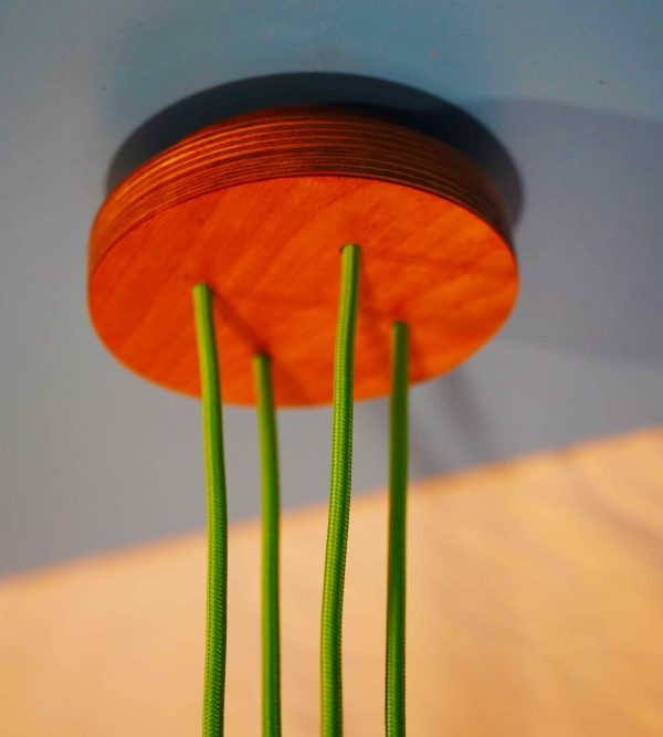 This sleek Quad Cable Ceiling Rose with visible layered plywood edge sanded super smooth & finished in a hardoil wax